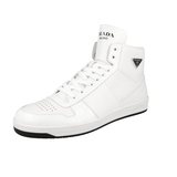 Prada Men's White Leather Downtown High-Top Sneaker 2TE183