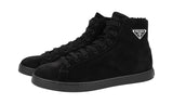 Prada Men's Black Leather Downtown Shearling Fur High-Top Sneaker 2TE189