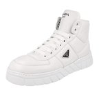 Prada Men's White Leather Downtown Cloud Nappa High-Top Sneaker 2TE193