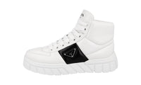 Prada Men's White Leather Padded Nappa High-Top Sneaker 2TE193