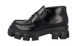 Prada Men's Black Brushed Spazzolato Leather Chocolate Monolith Business Shoes 2TE194