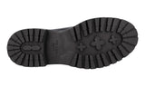 Prada Men's Black Leather Double Chocolate Combat Boots Booties Boots 2TE205