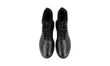 Prada Men's Black Leather Double Chocolate Combat Boots Booties Boots 2TE205