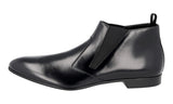 Prada Men's Black Brushed Spazzolato Leather Half-Boot 2TG087