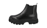 Prada Men's Black Heavy-Duty Rubber Sole Leather Half-Boot 2TG154