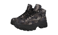 Prada Men's Grey Heavy-Duty Rubber Sole Camouflage High-Top Sneaker 2TG155