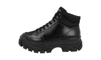 Prada Men's Black Heavy-Duty Rubber Sole Leather Half-Boot 2TG155