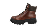 Prada Men's Brown Heavy-Duty Rubber Sole Leather Half-Boot 2TG156