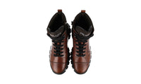 Prada Men's Brown Heavy-Duty Rubber Sole Leather Half-Boot 2TG156