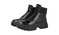 Prada Men's Black Heavy-Duty Rubber Sole Leather Half-Boot 2TG156