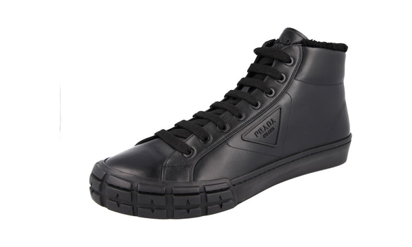 Prada Men's 2TG171 999 F0002 Leather High-Top Sneaker