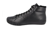 Prada Men's Black Leather Casetta Wheel Shearling High-Top Sneaker 2TG171