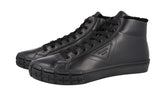 Prada Men's Black Leather Casetta Wheel Shearling High-Top Sneaker 2TG171