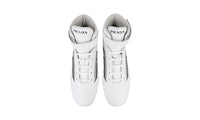 Prada Men's White Leather Rev High-Top Sneaker 2TG172