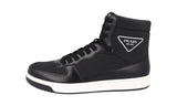 Prada Men's Black Leather Downtown High-Top Sneaker 2TG179