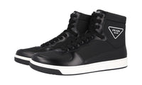 Prada Men's Black Leather High-Top Sneaker 2TG179