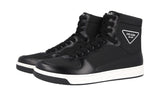 Prada Men's Black Leather Downtown High-Top Sneaker 2TG179