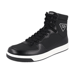 Prada Men's Black Leather Downtown High-Top Sneaker 2TG179