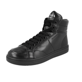 Prada Men's Black Leather Downtown Nappa High-Top Sneaker 2TG184