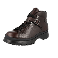 Prada Men's Brown Heavy-Duty Rubber Sole Leather Half-Boot 2TGXXX