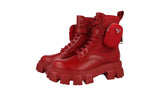 Prada Men's Red Leather Monolith Combat Boots Booties Platform Half-Boot 2UE007