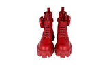 Prada Men's Red Leather Monolith Combat Boots Booties Platform Half-Boot 2UE007