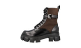 Prada Men's Black Heavy-Duty Rubber Sole Leather Monolith Boots 2UE007