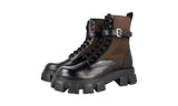 Prada Men's Black Heavy-Duty Rubber Sole Leather Monolith Boots 2UE007