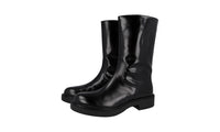 Prada Men's Black Brushed Spazzolato Leather Half-Boot 2UE012