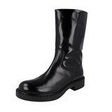 Prada Men's Black Brushed Spazzolato Leather Half-Boot 2UE012