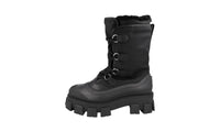 Prada Men's Black Heavy-Duty Rubber Sole Monolith Shearling Boots 2UE014