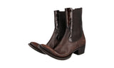 Prada Men's Brown welt-sewn Leather Cowboy Chelsea Boots Similar 2tg210  Half-Boot 2UG008