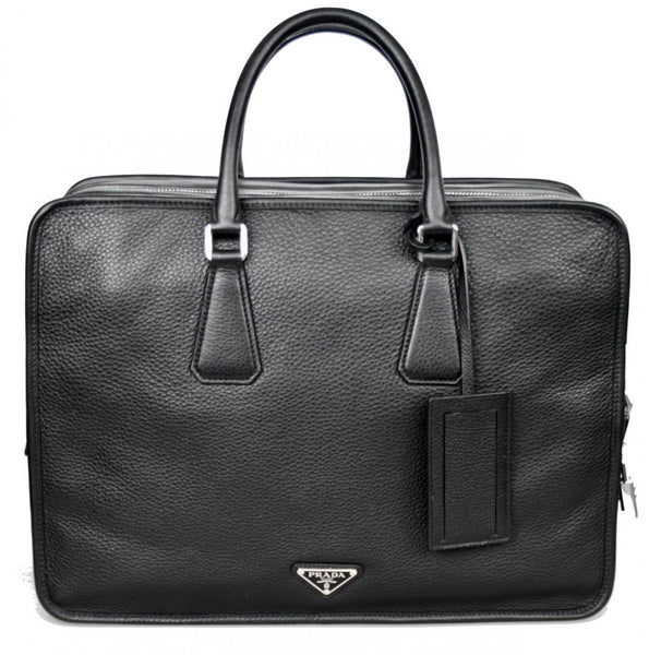 Prada Men's 2VA056 Black Leather Weekender