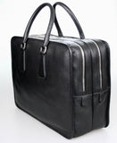 Prada Men's Black Leather Briefcase Weekender Folder Bag 2VA056
