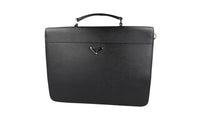 Prada Men's Black Saffiano Leather Work Bag Folder Bag 2VB019