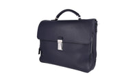 Prada Men's Blue Buffalo Leather Briefcase Work Folder Bag 2VB093