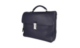 Prada Men's Blue Buffalo Leather Briefcase Work Folder Bag 2VB093