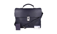 Prada Men's Blue Buffalo Leather Briefcase Work Folder Bag 2VB093