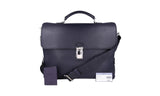 Prada Men's Blue Buffalo Leather Briefcase Work Folder Bag 2VB093