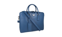 Prada Men's 2VE011 Blue Saffiano Leather Leather Folder Bag