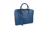 Prada Men's Blue Saffiano Leather Briefcase Work Folder Bag 2VE011