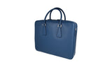 Prada Men's Blue Saffiano Leather Briefcase Work Folder Bag 2VE011