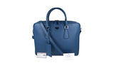 Prada Men's Blue Saffiano Leather Briefcase Work Folder Bag 2VE011