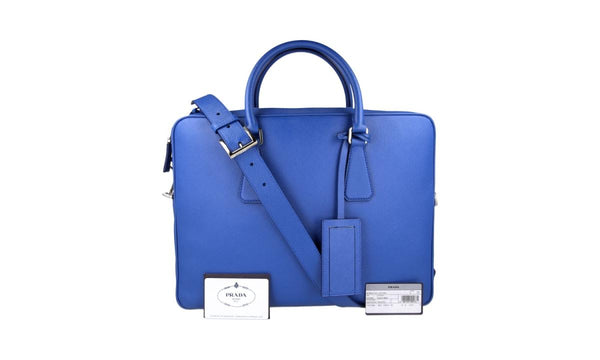 Prada Men's 2VE363 Blue Saffiano Leather Leather Folder Bag