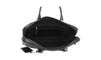 Prada Men's Black Buffalo Leather Briefcase Work Bag Folder Bag 2VE368