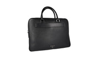 Prada Men's Black Buffalo Leather Briefcase Work Bag Folder Bag 2VE368