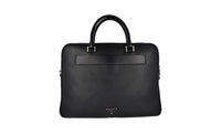 Prada Men's Black Buffalo Leather Briefcase Work Bag Folder Bag 2VE368