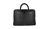 Prada Men's Black Buffalo Leather Briefcase Work Bag Folder Bag 2VE368