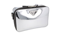 Prada Women's 2VH070 Silver Brushed Spazzolato Leather Shoulder Bag