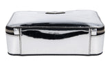 Prada Women's Silver Brushed Spazzolato Leather Brique Chrome Shoulder Bag 2VH070